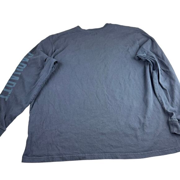 Carhartt Shirt Adult Men's 2XL Blue Long Sleeve Spell Out Neon Work Shirt Pocket - Picture 2 of 6